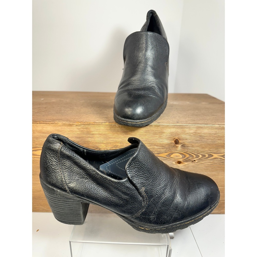 BOC Born Leather Clogs Womens 9 Black Heels Witchy Granny Y2K Chunky Academia